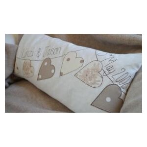 Dangly Hearts Personalised Wedding Cushion