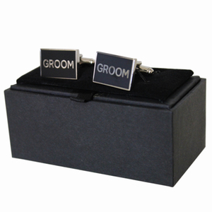 Polished Pewter Rectangular Groom Design Cufflinks by The English Pewter Company
