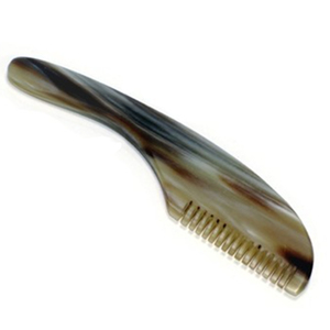 Polished Ox Horn Moustache Comb With Handle