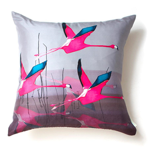 Breaking Dawn Square Silk Cushion in Raspberry