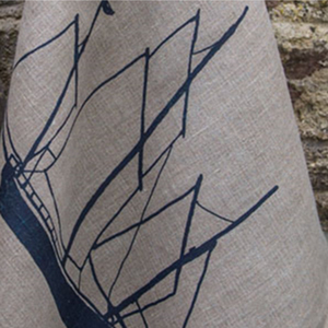 Hand Printed Linen Tea Towel - Seafarers Collection by Helen Round - 