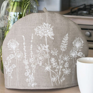 Tea Cosy - Hand Printed Linen in Natural - Country Garden Collection by Helen Round