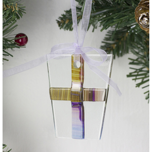 Heather Glass Nordic Lights Gift Christmas Tree Decoration by Jo Downs