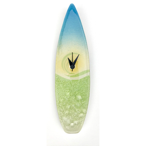 Surfboard Clock in Lime Green Fused Glass by Berserks Glass