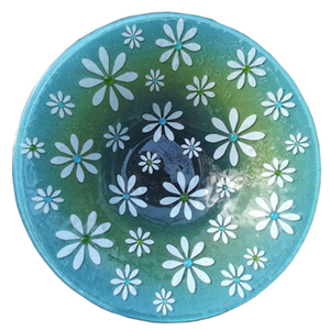 Daisy Meadow Fused Glass Bowl by Beserks Glass