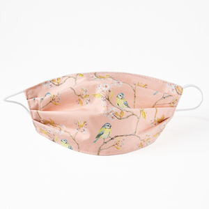 Reusable Face Mask - Blue Tit on Pink Cotton 