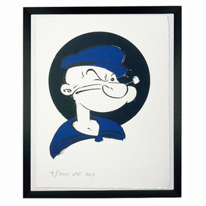 Popeye in Silhouette on Blue by John Reynolds