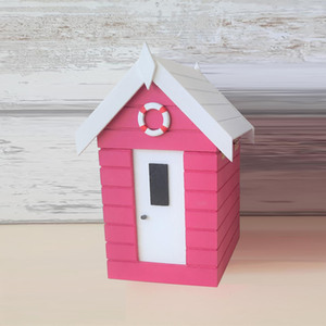 Beach Hut Container  - Pink and White