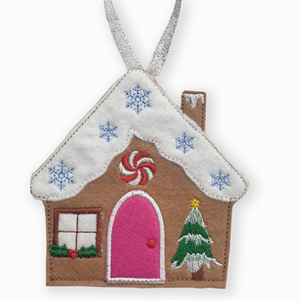 Felt Gingerbread House Christmas Tree Decoration with Christmas Tree