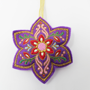 Embroidered Felt Star Christmas Tree Decoration  - Purple