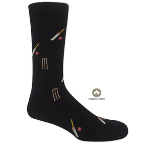 Cricket Motif Men's Socks Black by Peper Harow