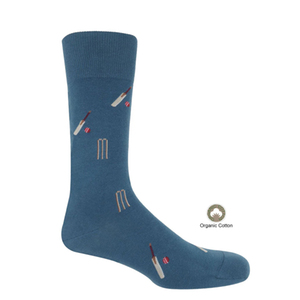 Cricket Motif Men's Socks Blue by Peper Harow