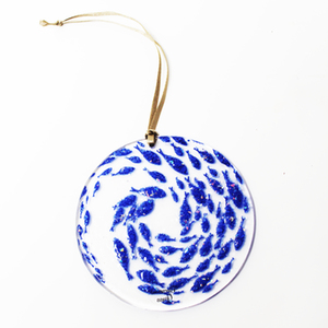 Glass Deep Blue Fish Whirlpool Sun Catcher by Berserks Glass