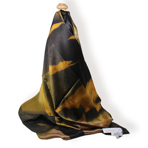 Weston Earth Images Paesina Stone Silk Satin Scarf – Hand Finished Luxury Square (130 x 130 cm)