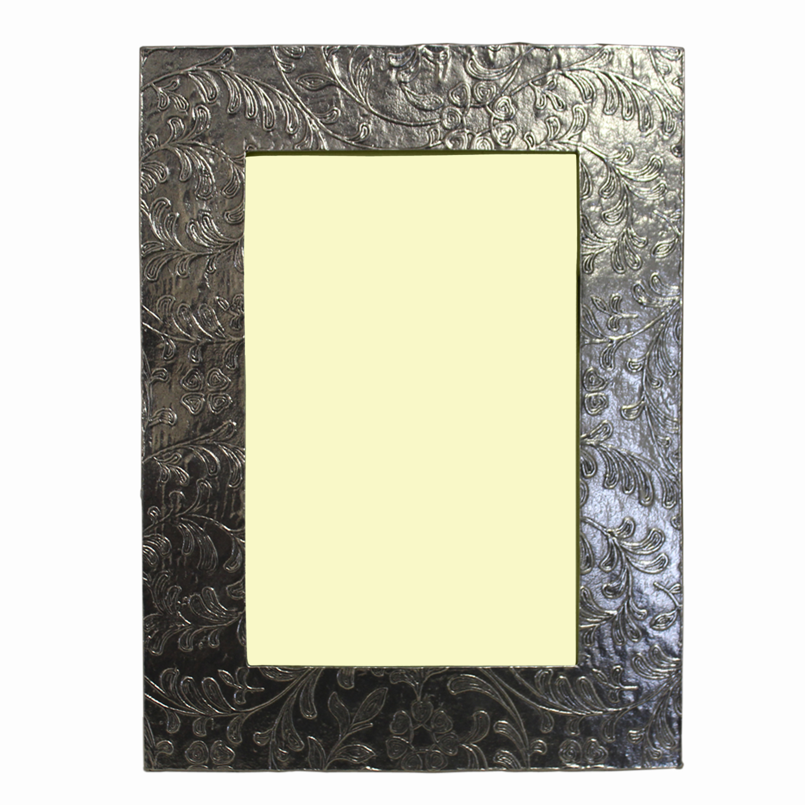 English Pewter Flowers and Leaves Photo Frame