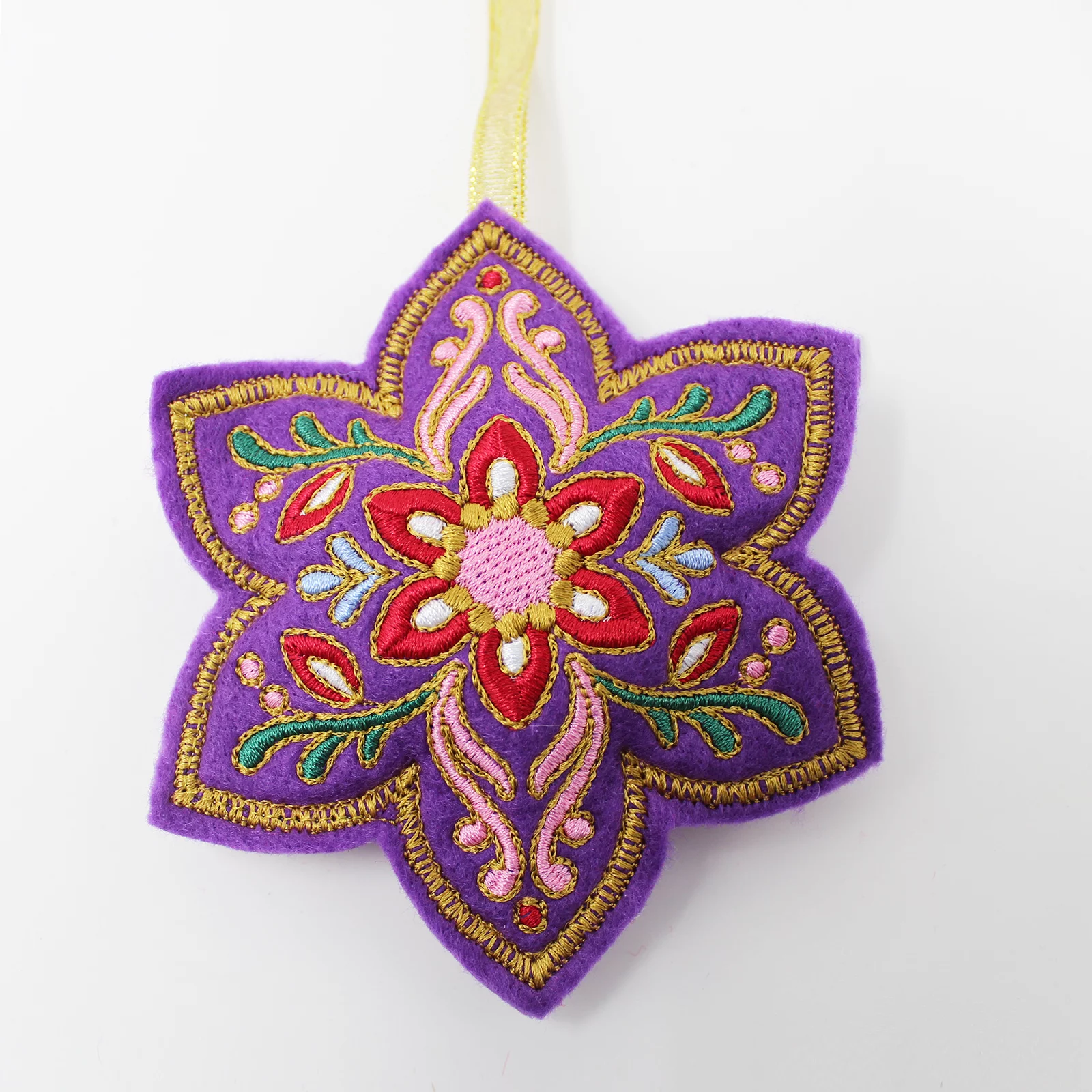 Embroidered Felt Star Christmas Tree Decoration  - Purple