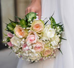 Peach rose posey wedding bouquet 