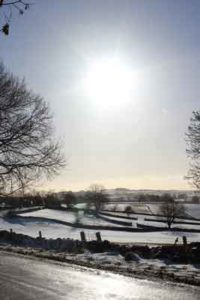 Derbyshire, Across the Fields in the Snow