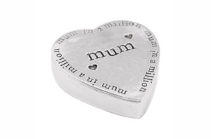 Mum in a Million Pewter Heart Shaped Trinket Box