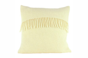 Romney Marsh White Clover Wool Fringed Cushion