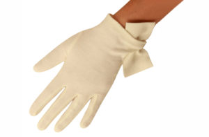 Rose cotton glove in cream by Cornelia James