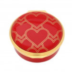 Round Enamel Box with Hearts by Halcyon Days