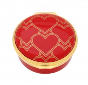 Round Enamel Box with Hearts by Halcyon Days