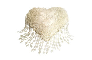 Cream Heart Shaped Cushion with Butterfly motif