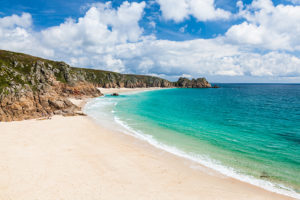 Sandy beach at Porthcurno Cornwall England