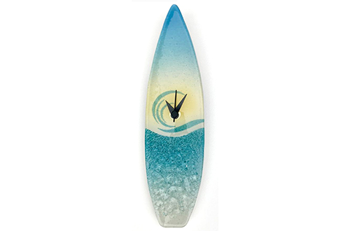 Glass Surfboard Clock - On the beach