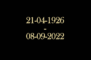 Queen Elizabeth II date of birth and date of death in gold on black background